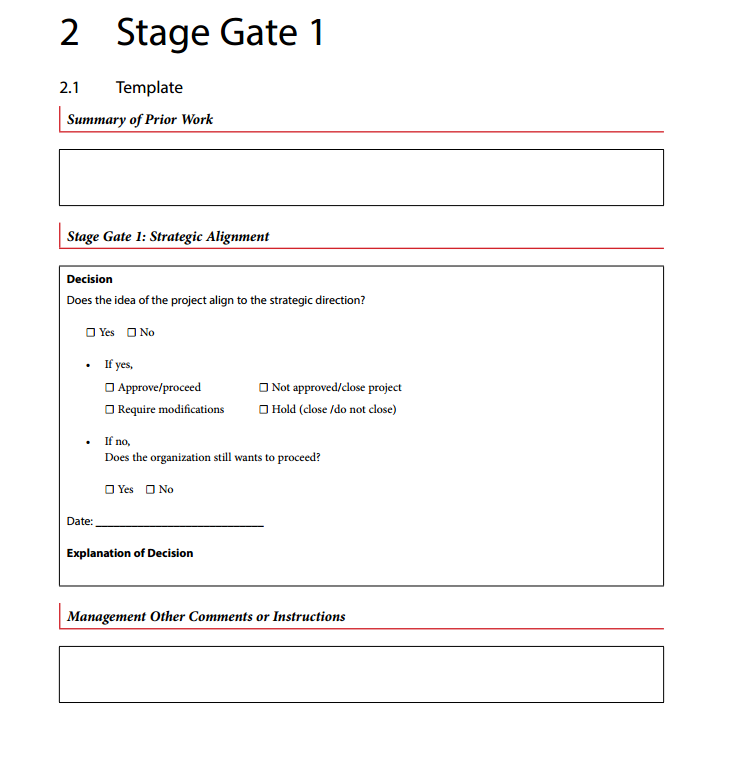 stage gate 1 template