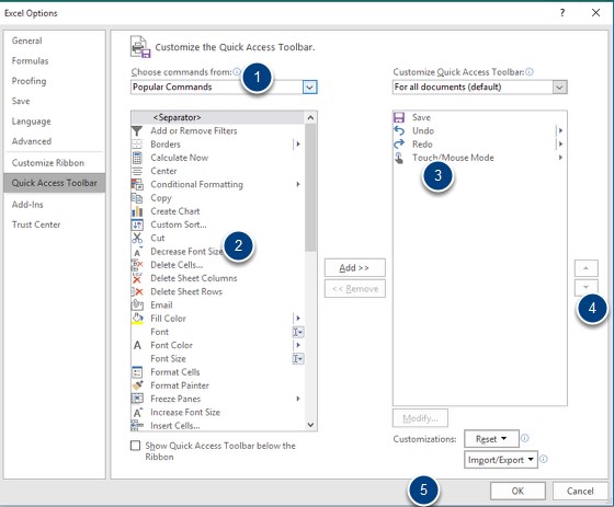 Excel 16 Customize The Quick Access Toolbar Bookboon