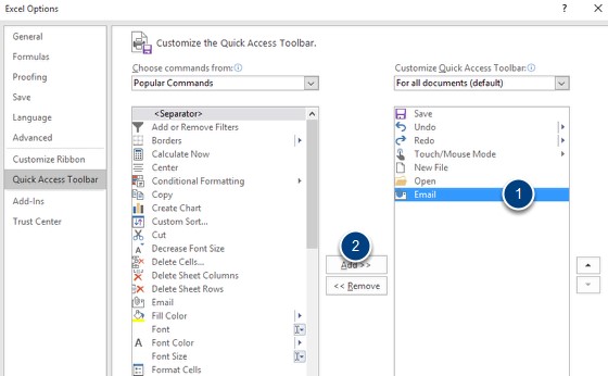 Excel 2016 Customize The Quick Access Toolbar Bookboon