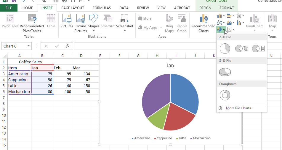 Как построить круговую диаграмму в excel